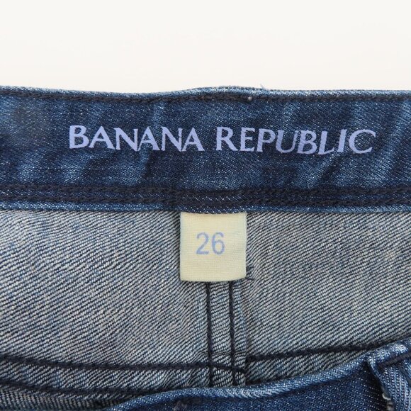 Banana Republic Women 26 Bermuda Roll Cuff Blue Jean Shorts Cotton Blend Pockets - Picture 5 of 9